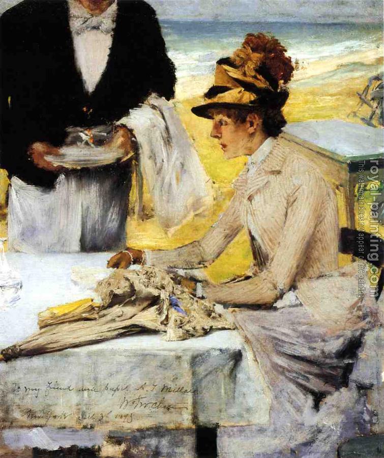 William Merritt Chase : Ordering Lunch by the Seaside